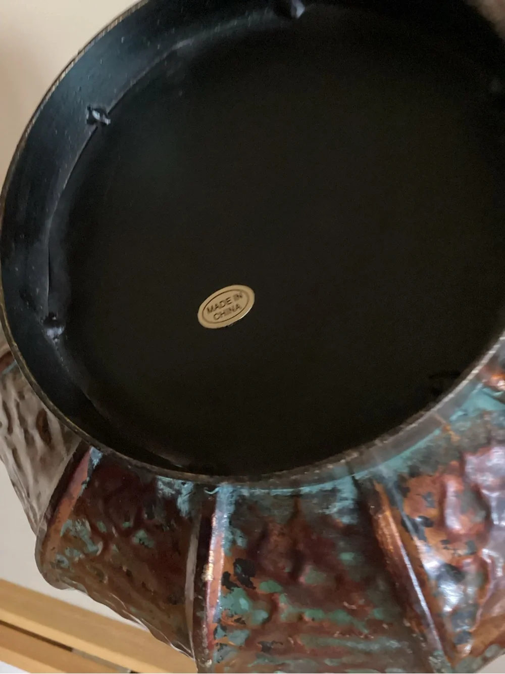 Copper-Tone Hammered Decorative Pitcher Vase - Copper Color